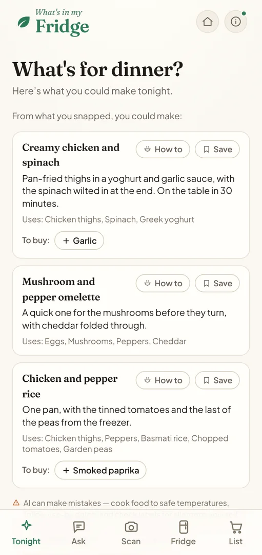 Tonight: three dinner ideas made from what’s in the fridge